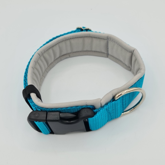 Halsband Petrol & hellgrau, verstellbar & gepolstert